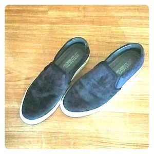 Skechers 8.5 slip-on navy blue velvet shoes